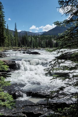 Roadside falls among mountains
