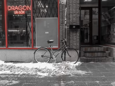 Bicycle in front of store