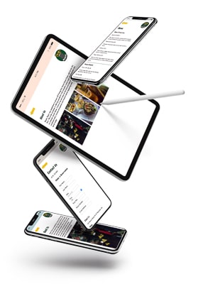 A fictional Irish pub's website on multiple devices designed by Janelle Bryan for Design II class in 2019