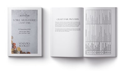 High resolution version of 2019 Craft Fair Vendor's Booklet designed by Janelle Bryan